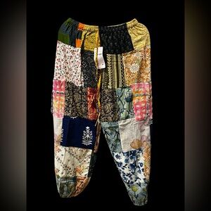 #80 NWT 100% cotton patchwork jogger bottom pants